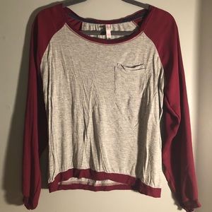 Deep Red and Grey Top